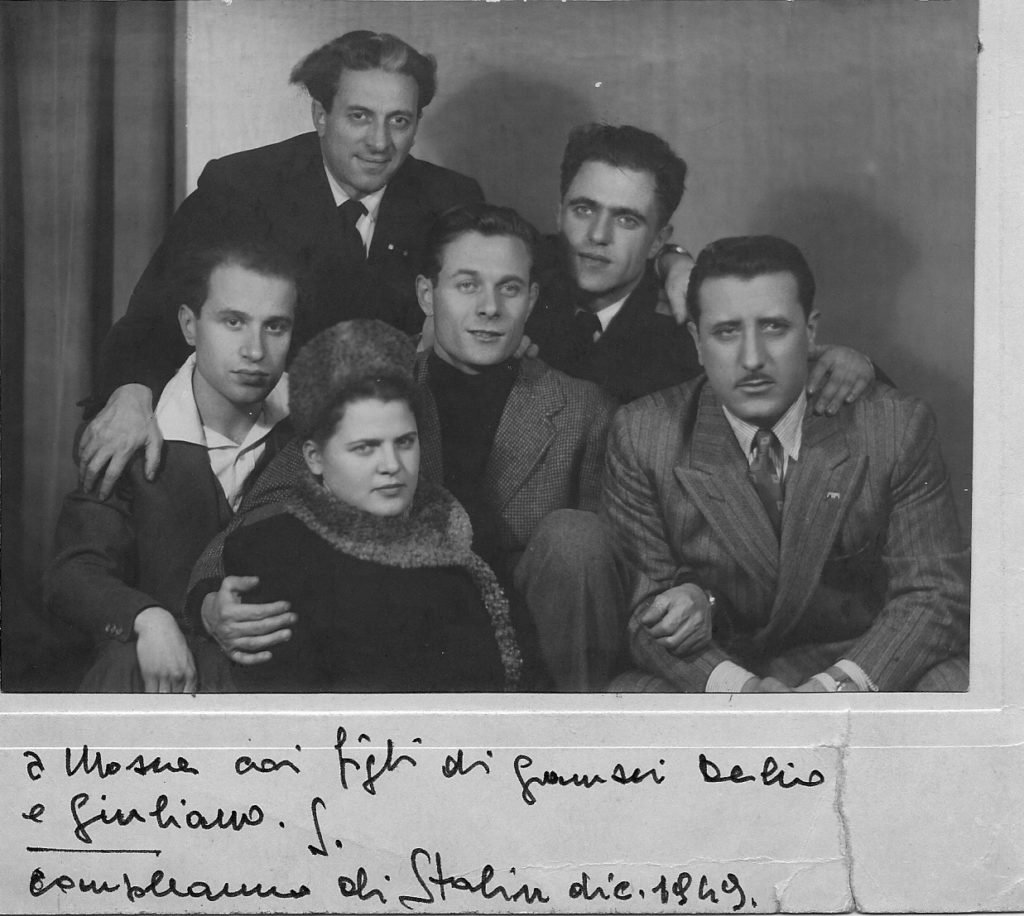Seniga a Mosca nel 1949, con Matteo Secchia e Mario Spallone